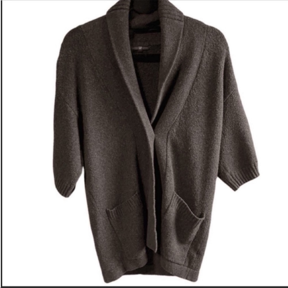 Gap wool blend drop sleeves oversized one button chunky knit open sweater. Sm